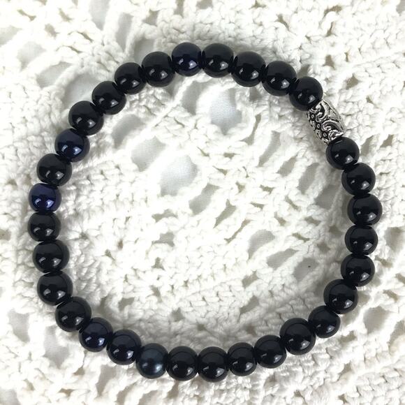 Stackable Bracelets Pink Black White Stretch 4Pc - Picture 6 of 6